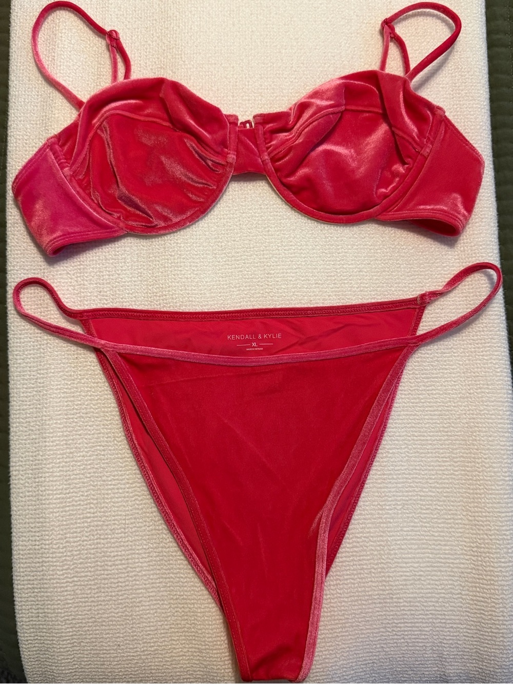 Kendall & Kylie Hot Pink Velvet Underwire Bikini